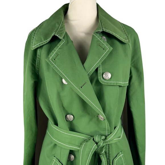 Ann Taylor Loft Green Double-Breasted Trench Coat Size Medium - Picture 6 of 12